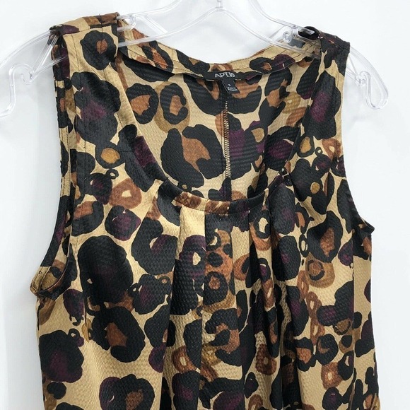 Apt. 9 Sleeveless Peplum Top Multicolor Print Pleated Scoop Neck Women's Size S - Picture 9 of 12